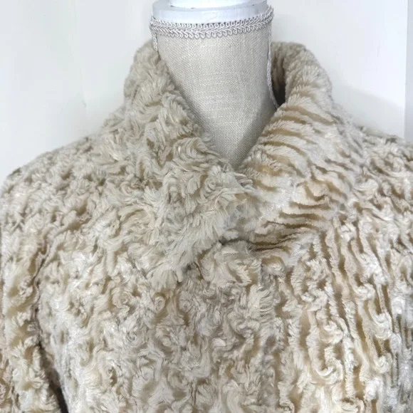 Vintage Sarah-Jane Blonde Faux Fur Snap Front Swing Jacket Size 12 - Picture 3 of 14